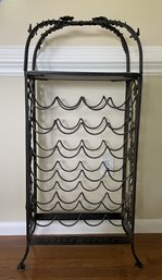 24 BOTTLE MARBLE TOP IRON WINE RACK WITH FLORAL VINE MOTIF