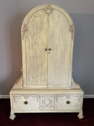 ANTIQUE WHITE WASHED ARMOIRE