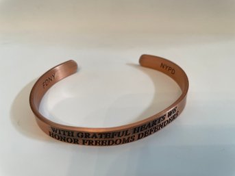 NYPD FDNY CUSTOM COPPER MEMORIAL CUFF BRACELET