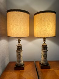 PR OF HAND CARVED TABLE LAMPS