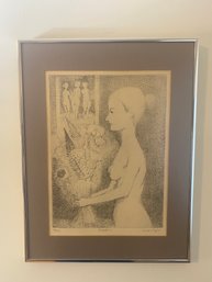 FRAMED ORIGINAL 64/250 LIMITED EDITION ETCHING 'BOUQUET GIRL' BY JEROME KAPLAN