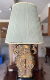 ANTIQUE CHINESE BRONZE PATINATED TABLE LAMP