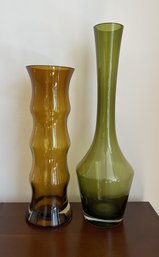 PR OF CRATE AND BARREL TALL GLASS ART VASES