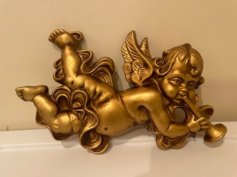 VINTAGE HAND PAINTED CHERUB WALL DECOR