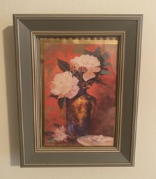 FLOWER PAINTING IN VASE FRAMED