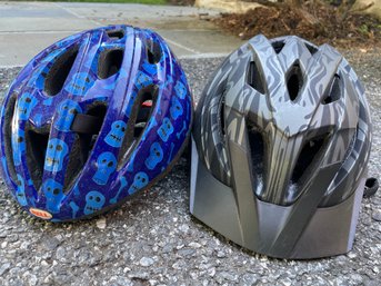 PAIR OF KIDS BIKE HELMETS