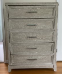 LIBERTY FURNITURE BELMAR 5 DRAWER CHEST IN WASHED TAUPE AND SILVER CHAMPAGNE