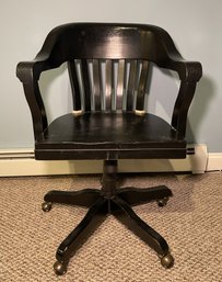 BLACK POTTERY BARN BANKER BARRISTER DESK CHAIR