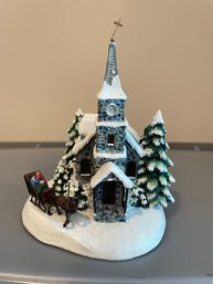 THOMAS KINKADE CHRISTMAS SUNDAY EVENING SLEIGH RIDE VILLAGE HOUSE