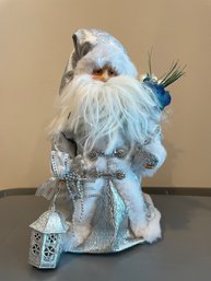 13 INCH SILVER SANTA FIGURINE