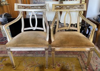 PR OF VINTAGE HAND CARVED ARM CHAIRS