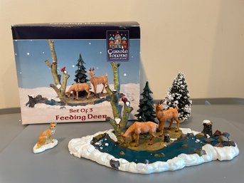 LEMAX CAROLE TOWNE COLLECTION CHRISTMAS VILLAGE FEEDING DEER LANDSCAPE