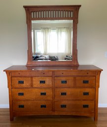RIVERS EDGE MISSION STYLE 8 DRAWER DRESSER WITH MIRROR