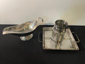 Beer Can Chicken Holder Roasting Pan With Stainless Gravy Boat