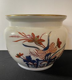 GOLD TRIM IMARI HAND PAINTED PORCELAIN PLANTER