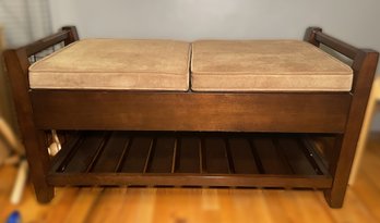 Twin Wood Cushion Storage Bench