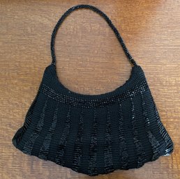 KNITTED BLACK BEADED PURSE