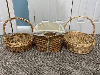 3 PC SET OF WICKER BASKETS