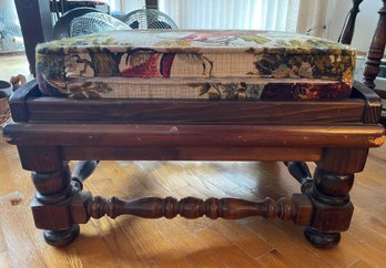 Antique Oak Cushioned Foot Stool