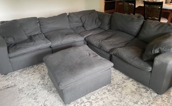 6PC SAVESTO SIGNATURE DESIGN CHARCOAL SECTIONAL WITH OTTOMAN BY ASHLEY FURNITURE