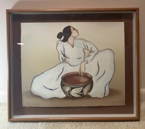1981 R.C. GORMAN SIGNED LITHOGRAPH 'WOMAN WITH TULIP BOWL' 135/150
