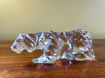 BACCARAT FRANCE CRYSTAL STALKING TIGER FIGURINE