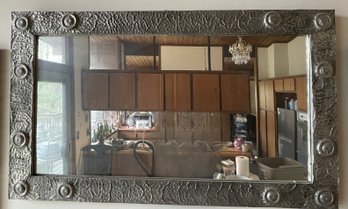VINTAGE HANDMADE PUNCHED TIN MIRROR