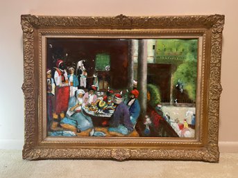 ORIGINAL ENAMEL ON COPPER PAINTING 'CAIRO LUNCHEON' BY MAX KARP