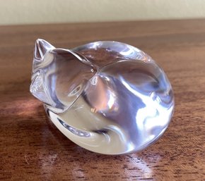 VINTAGE STEUBEN CRYSTAL ART GLASS CURLED SLEEPING CAT