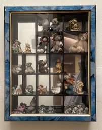 MIRRORED DISPLAY CASE WITH ASSORTED DECOR FEATURING CHU MING WU LIMITED EDITION 'WEE GEM' BEAR 'PEARL' AND WEE