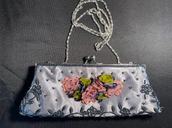 VINTAGE BEADED SEQUINED FLORAL PURSE