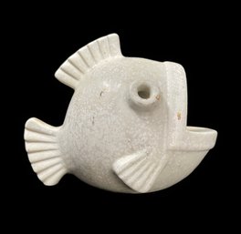 1940S SIGNED GUNNAR NYLUND WHITE SWELLING FISH SCULPTURE
