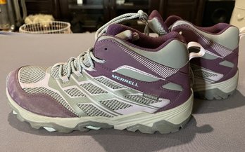 MERRELL GIRLS MOAB FST WATERPROOF GRAY PURPLE HIKING BOOTS SIZE 6.5M