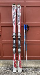 PAIR OF FISCHER XTR RX 170 SKIS AND SCOTT SKI POLES