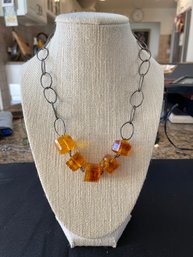 VNTAGE, AMBER, BEADED, NECKLACE