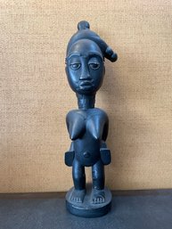 HAND CRAFTED FIGURE OF WOMAN CARRYING YOUNG CHILD ON HER BACK STATUE FROM NIGERIA