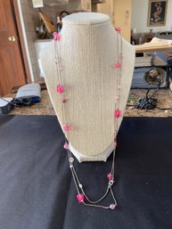VINTAGE PINK CRYSTAL BEADED NECKLACE