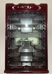 ROSEWOOD WALL MOUNT DISPLAY CABINET WITH INLAID MOTHER OF PEARL