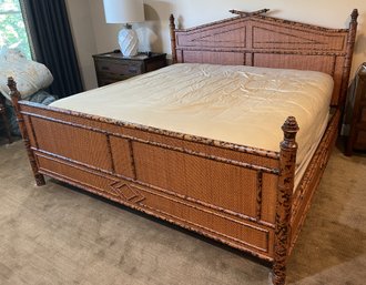 VINTAGE BAMBOO AND RATTAN KING SIZE BED BY BLOOMINGDALES