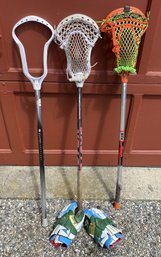 SET OF 3 LACROSSE STICK WITH GLOVES