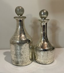 PR OF VINTAGE MERCURY GLASS STYLE DECANTERS