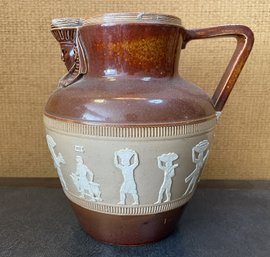 ANTIQUE 19TH CENTURY EGYPTIAN REVIVAL DOULTON LAMBETH STONEWARE JUG