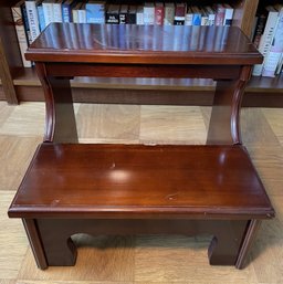 VINTAGE MAHOGANY STEP STOOL FROM THE BOMBAY COMPANY