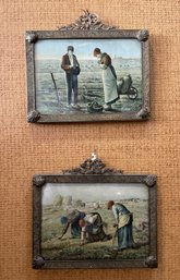 FRAMED PAIR OF JEAN-FRANCOIS MILLET 'THE GLEANERS' AND 'THE ANGELUS' ART PRINT