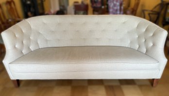 WHITE CONTEMPORARY CRATE & BARREL TUFTED SOFA