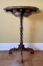 CARVED PEDESTAL DEMILUNE SIDE TABLE