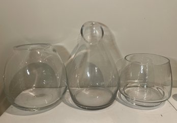 SET OF 3 ASSORTED GLASS CONTAINERS