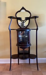 ANTIQUE MAHOGANY ETAGERE WITH CURIO CABINET