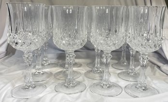 SET OF 12 BEAUTIFUL CRISTAL D'ARQUE LONGCHAMP CRYSTAL WINE GLASSES