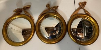 METAL FRAME GOLD COLORED THREE MIRROR WALL DECOR